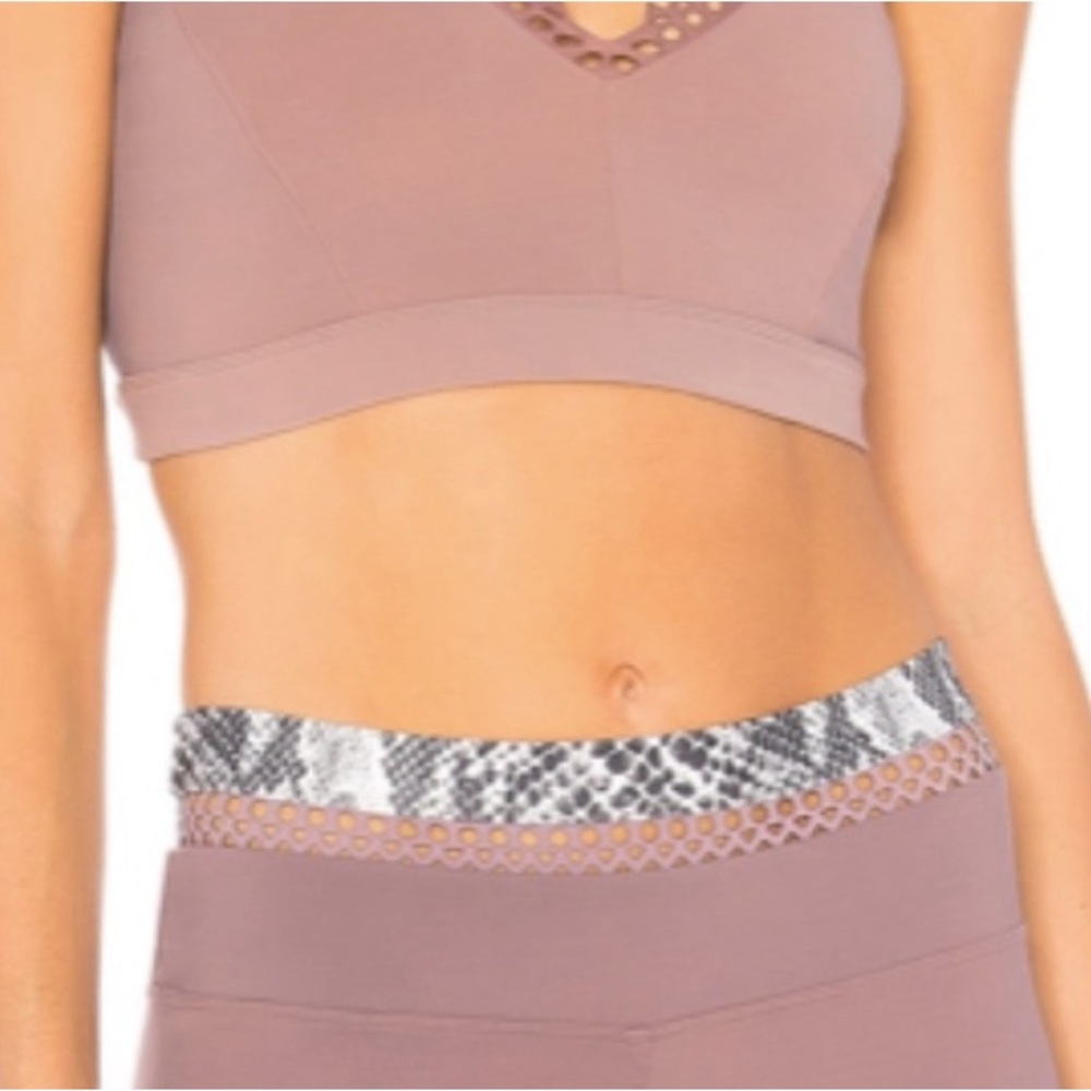 Track & Bliss mauve pink and snake print lacy workout pants